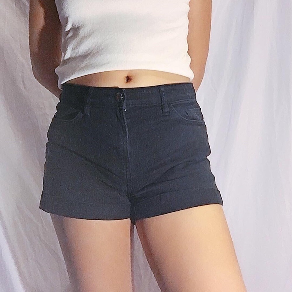 low waisted black shorts